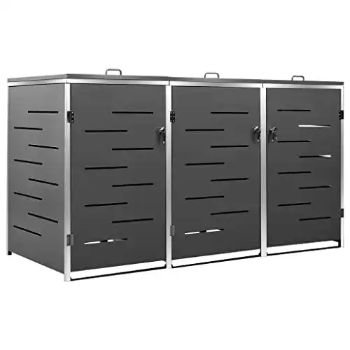 Mülltonnenbox Hommdiy für 3 Tonnen mit Abmessungen 207×77,5×115 cm