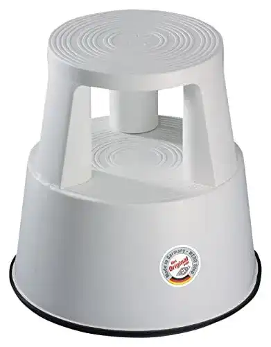 Rollhocker WEDO Step aus Kunststoff in Lichtgrau, 43 cm Höhe