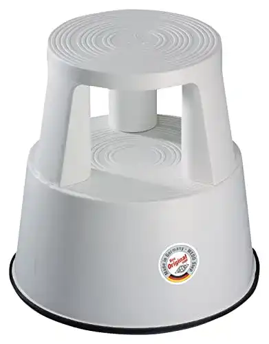 Rollhocker WEDO Step aus Kunststoff in Lichtgrau, 43 cm Höhe