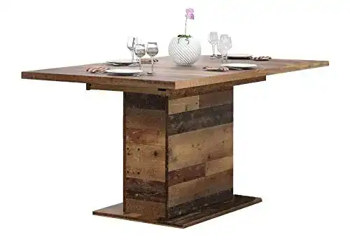 Säulentisch Forte Clif ausziehbar aus Holzwerkstoff in Old-Wood-Optik