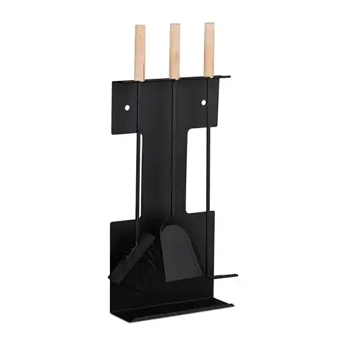 Kaminbesteck Relaxdays, 4-teiliges Set für Kamin und Ofen