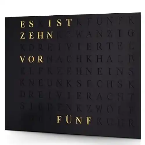 Wortuhr Build-Yours WordClock Jupiter aus gelasertem Edelstahl in Matt