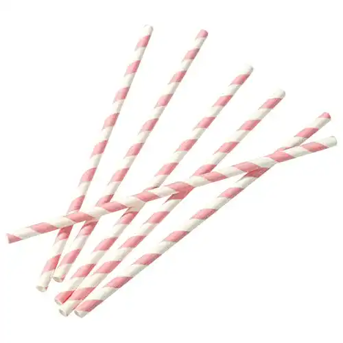 Papierstrohhalme Talking Tables 30 Stück in Rosa und Weiß