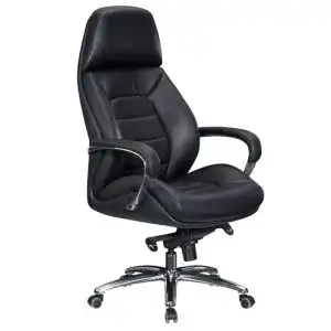 Bürostuhl Echtleder mit ergonomischer Unterstützung und Höhenverstellung