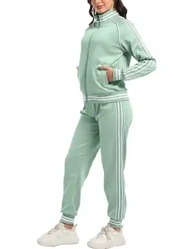 Trainingsanzug Damen Anotwener Set mit gestreiftem Design