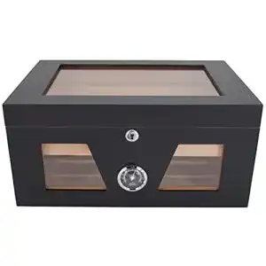 Germanus Humidor Truhe mit Sichtfenster in Schwarz