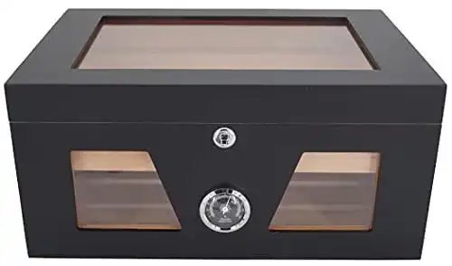 Germanus Humidor Truhe mit Sichtfenster in Schwarz