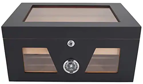 Germanus Humidor Truhe mit Sichtfenster in Schwarz