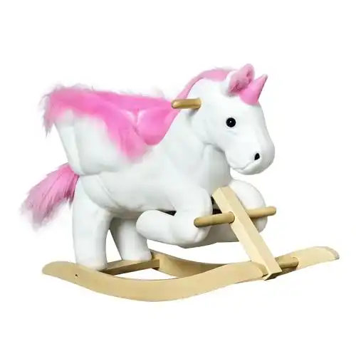 Schaukelpferd HOMCOM für Kinder in Rosa und Weiß