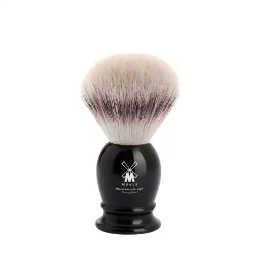 Veganer Rasierpinsel MÜHLE Classic mit Silvertip Fibre und schwarzem Griff