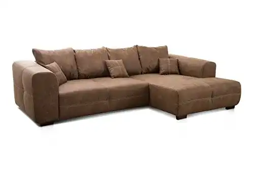 Cavadore Ecksofa Mavericco XXL mit Longchair rechts und Kissen
