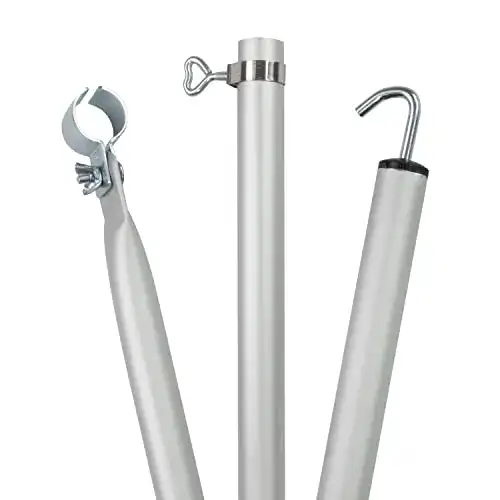 Zeltstange Aluminium mit Klemme und Haken, teleskopierbar 210-290 cm