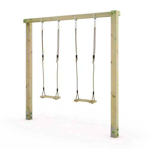 Schaukelgestell aus Holz für Kinderschaukel im Garten mit 2 Sitzen