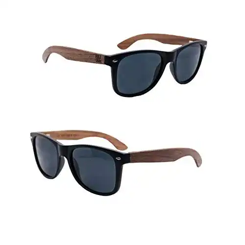 Holz Sonnenbrille mit Walnuss Holzbügeln und UV400 Schutz