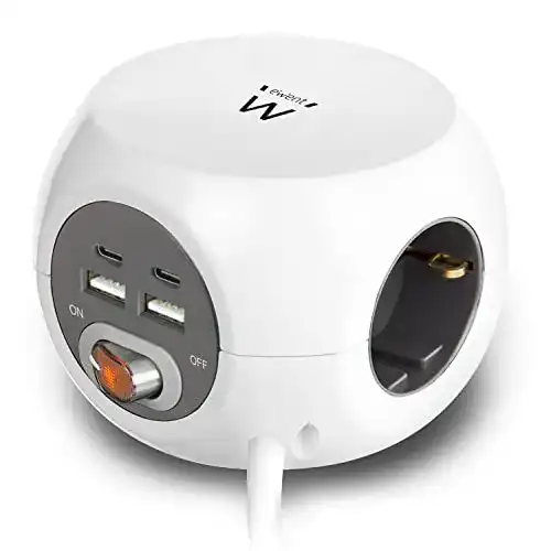 USB-Steckdosenadapter Ewent Steckdosenwürfel mit USB-C und USB-A