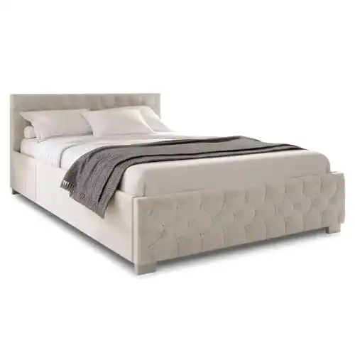 Polsterbett Juskys Nizza 120×200 cm mit Stauraum und LED-Beleuchtung