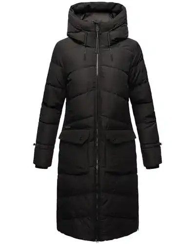 Damen Wintermantel von Marikoo – warmer Steppmantel in Schwarz