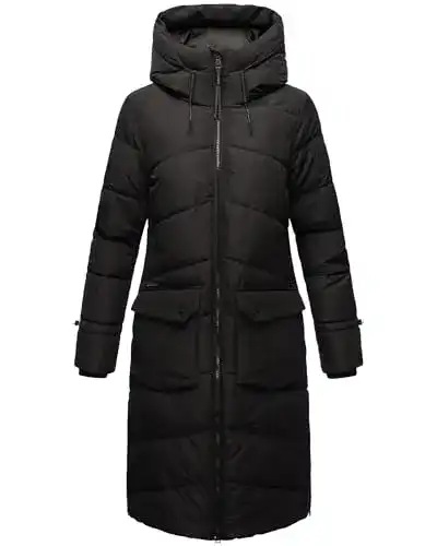 Damen Wintermantel von Marikoo – warmer Steppmantel in Schwarz