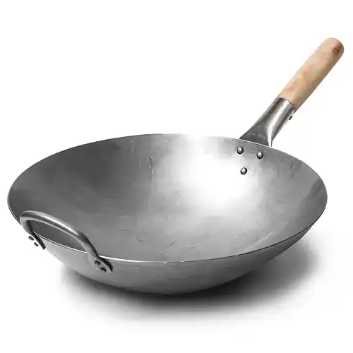 Wok Craft Traditionell handgehämmerter Wok aus Karbonstahl