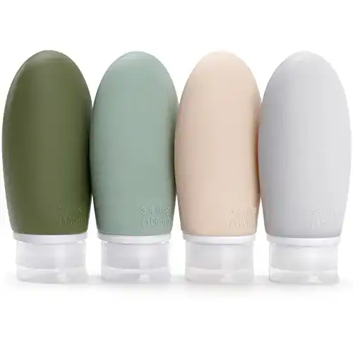 Reiseflaschen Silikon Opret 4er Set 100ml auslaufsicher und TSA-konform