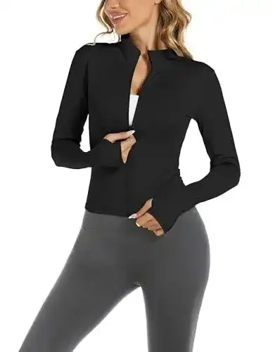 Laufjacke für Damen Bkul atmungsaktive Langarm Sportjacke zum Laufen