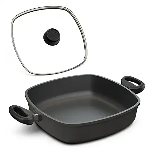 Hoffmann Aluguss Pfanne 28×28 cm mit zwei Griffen