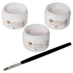 Acrylpulver Sun Garden Nails 3x 30g und Acrylpinsel Set