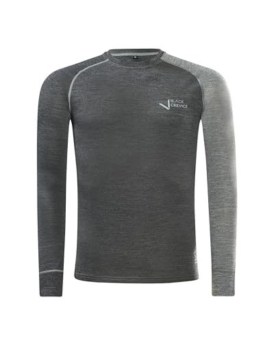 Merino Langarmshirt für Herren von Black Crevice in Anthrazit/Grau
