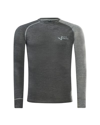Merino Langarmshirt für Herren von Black Crevice in Anthrazit/Grau