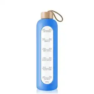 Gistome Glas-Trinkflasche 1 Liter BPA-freie Wasserflasche mit Schutzbezug