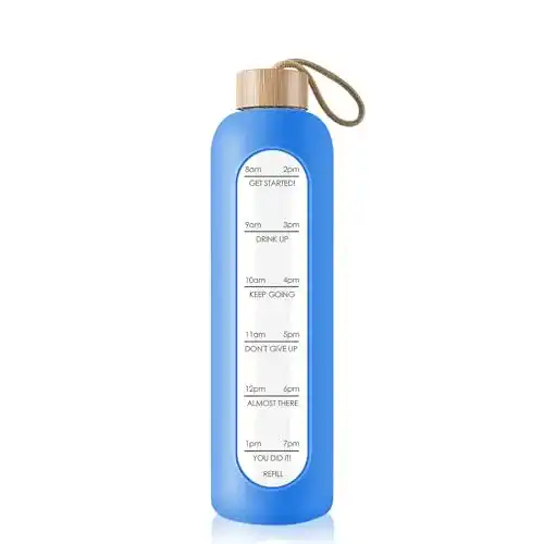 Gistome Glas-Trinkflasche 1 Liter BPA-freie Wasserflasche mit Schutzbezug