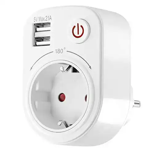 Zwischenstecker mit Schalter und USB Ladegerät für Steckdosen