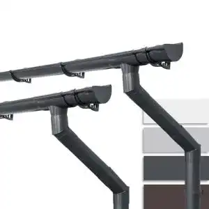 Inefa Dachrinnen-Set für Gartenhäuser, NW 100 halbrund, 2 x 4 m, Anthrazit