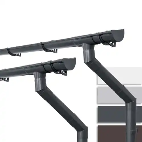 Inefa Dachrinnen-Set für Gartenhäuser, NW 100 halbrund, 2 x 4 m, Anthrazit