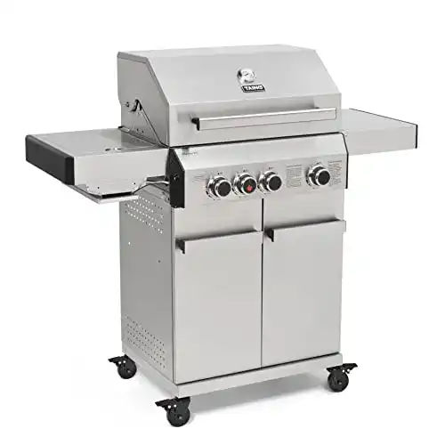Edelstahl-Gasgrill Taino Platinum 3+1 mit Seitenkocher und Piezozündung