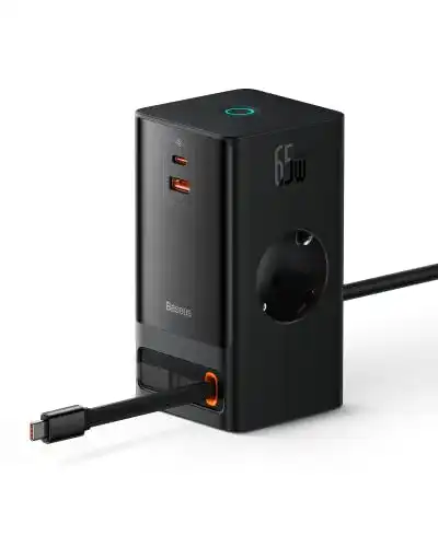 USB Steckdosenadapter Baseus USB C Ladegerät 65W GaN III