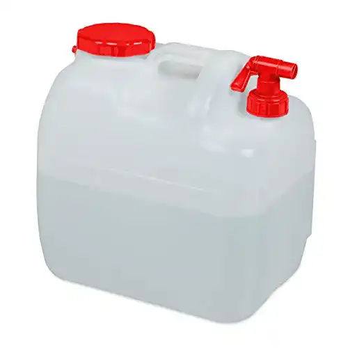 Wasserkanister mit Hahn von Relaxdays und Schraubdeckel