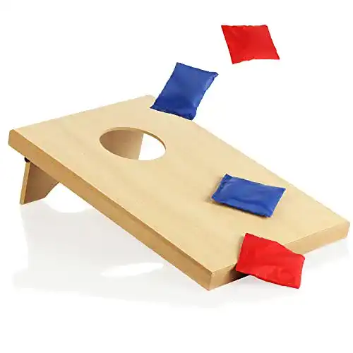 Cornhole Set von com-four, 5-teiliges Wurfspiel für den Außenbereich