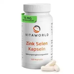 Zink-Selen-Kapseln von Vita World Hochdosierte Ergänzung für Immunsystem und Haut
