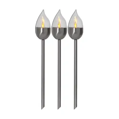 Solar-Fackel Set aus Edelstahl für den Außenbereich, 3er Set