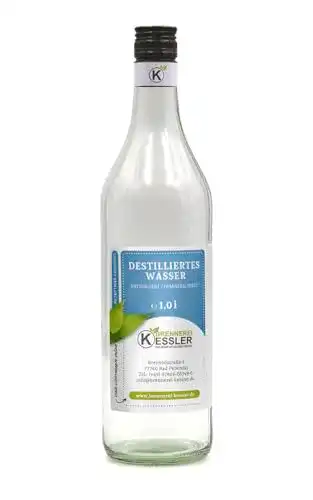 Destilliertes Wasser von Brennerei Keßler in 1000ml Glasflasche