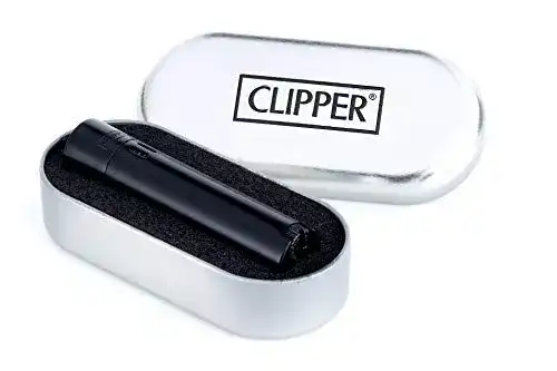 Clipper Feuerzeug Turbo Jet aus Metall in Schwarz