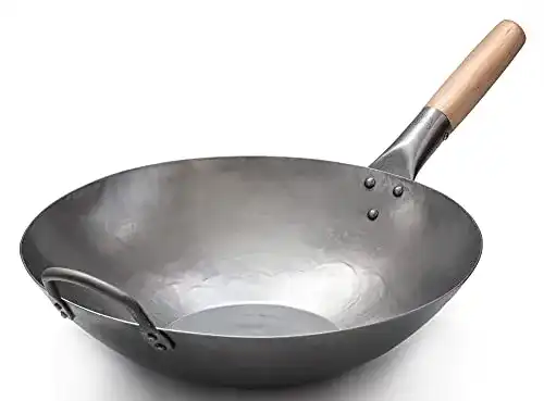 Craft Wok 731W316 Pow Wok aus handgehämmertem Karbonstahl, flach