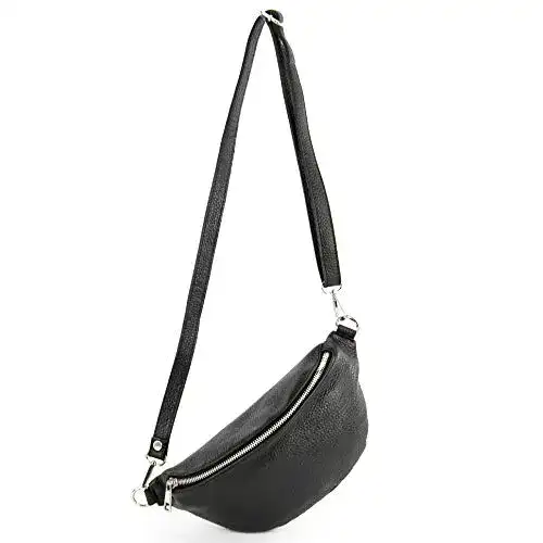 Gürteltasche modamoda de T211 aus Leder in Schwarz