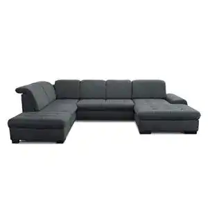 Cavadore Sofa U-Form Lexi mit XXL-Longchair und Bettfunktion