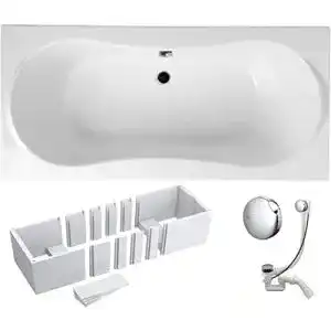 Acryl-Badewanne VBChome 180×80 cm mit Wannenträger und Ablaufgarnitur