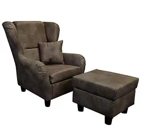 Relaxsessel mit Hocker von Luma-Home im Vintage-Stil für Ihr Zuhause