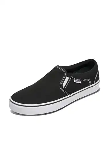Vans Herren Asher Sneaker in Schwarz – Canvas Black White, Größe 49 EU