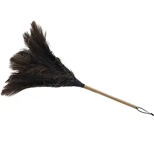Staubwedel mit Straußenfedern und Holzstiel, 50 cm