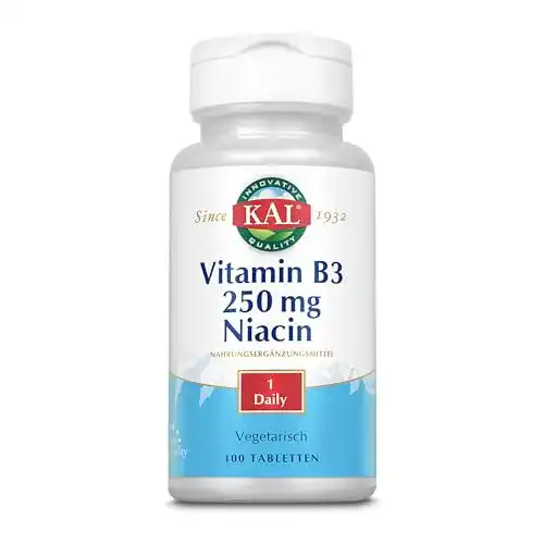 Vitamin B3 KAL Niacin 250 mg, 100 Tabletten für den Energiestoffwechsel